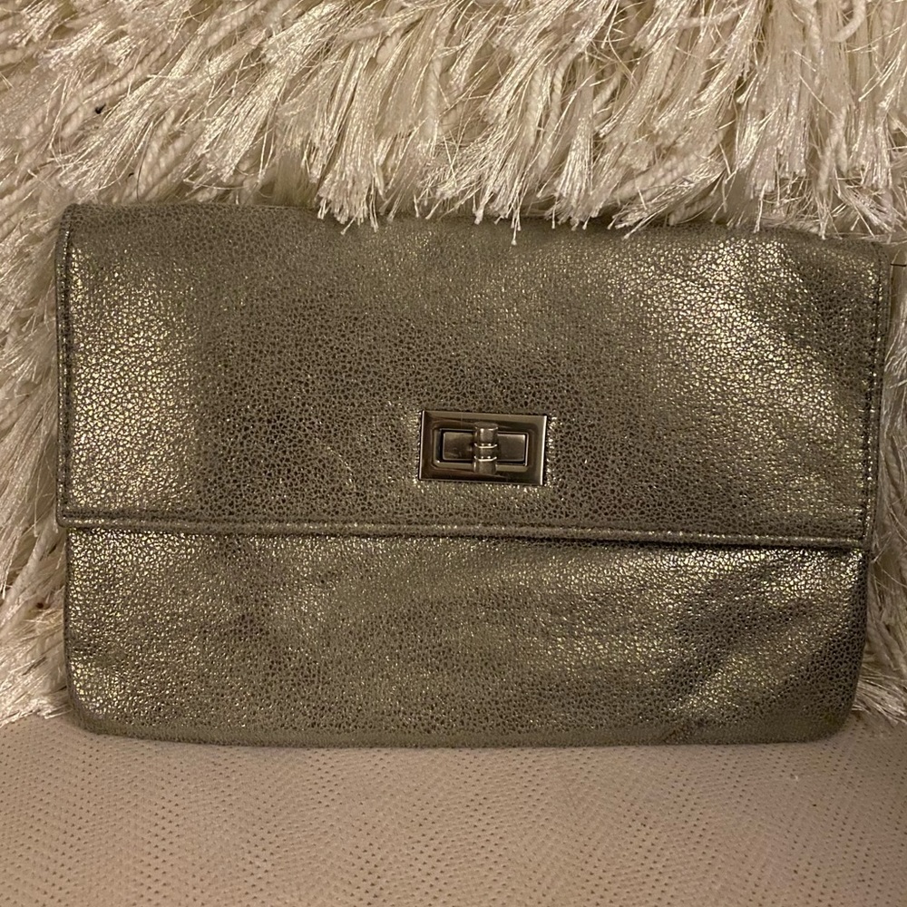 Soft Gray Micro Suede Envelope Clutch | Minimalist Evening Neutral - Picture 2 of 7